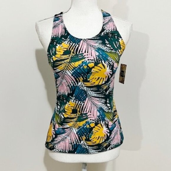 Noon Swim Tropical Padded Tankini Swim Top Racerback Size 8 - Picture 1 of 8